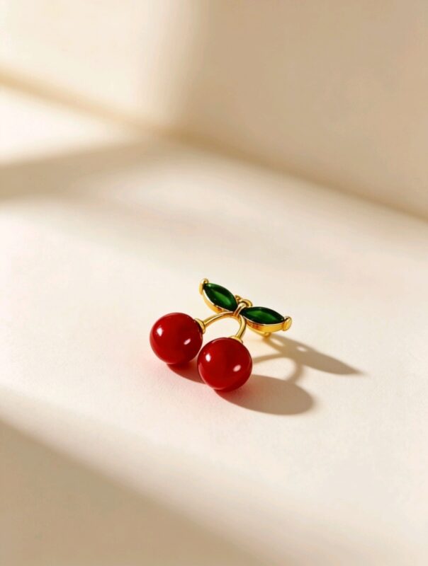 dije cereza bola roja zircon verde